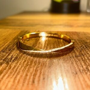 Gold Kate Spade Accented Twisted Bangle Bracelet